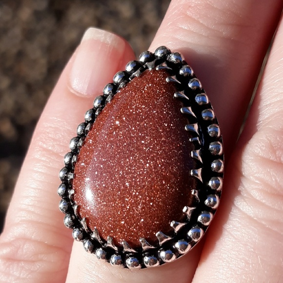 New Goldstone/Sunsitara Silver Ring. Size 7.25 - Picture 3 of 8